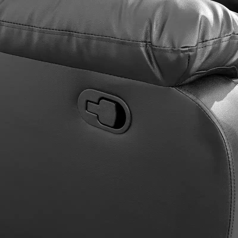 Divano Recliner Elettrico MAYEERTY, Poltrona Reclinabile in Pelle Traspirante, Divano a 3 Posti con Contenitore e Tavolino Reversibile per Soggiorno, Nero