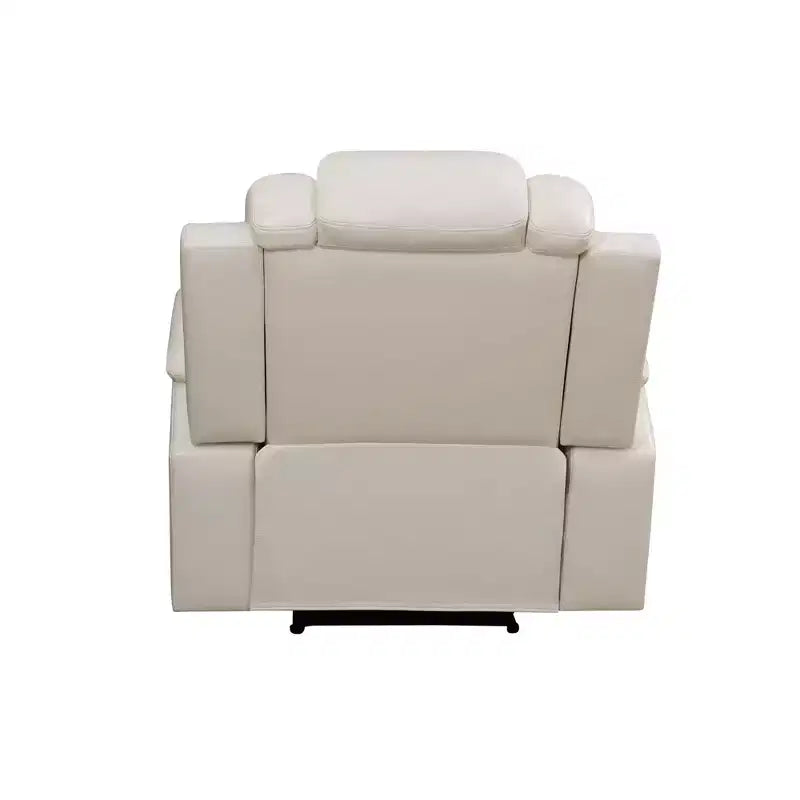 Poltrona Reclinabile Elettrica MAYEERTY, Poltrona Reclinabile Elettrica in Pelle con Ricarica USB, Contenitore e Portabicchieri per Soggiorno, Bianca