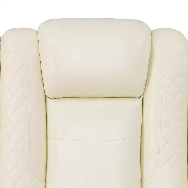 Poltrona Reclinabile Elettrica MAYEERTY, Poltrona Reclinabile Elettrica in Pelle con Ricarica USB, Contenitore e Portabicchieri per Soggiorno, Bianca