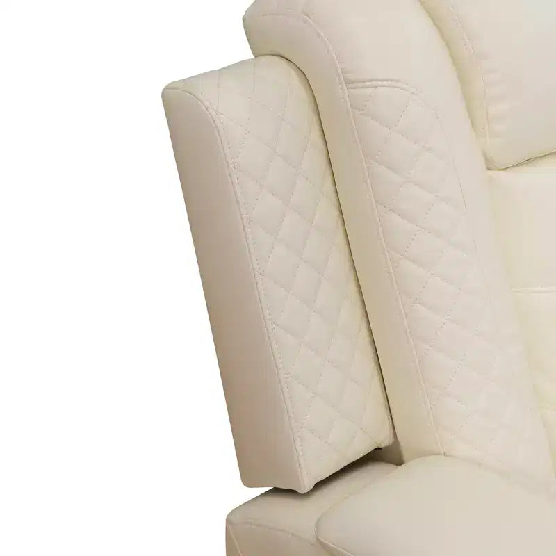 Poltrona Reclinabile Elettrica MAYEERTY, Poltrona Reclinabile Elettrica in Pelle con Ricarica USB, Contenitore e Portabicchieri per Soggiorno, Bianca
