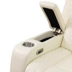 Poltrona Reclinabile Elettrica MAYEERTY, Poltrona Reclinabile Elettrica in Pelle con Ricarica USB, Contenitore e Portabicchieri per Soggiorno, Bianca