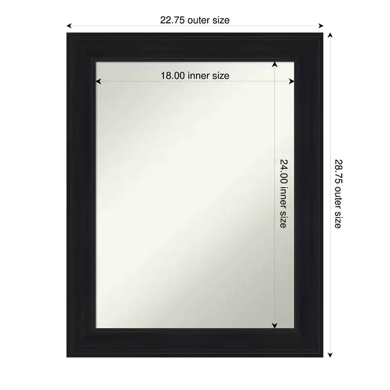 Specchio da parete per bagno con cornice nera non smussata, 18L x 24A pollici