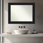 Specchio da parete per bagno con cornice nera non smussata, 18L x 24A pollici