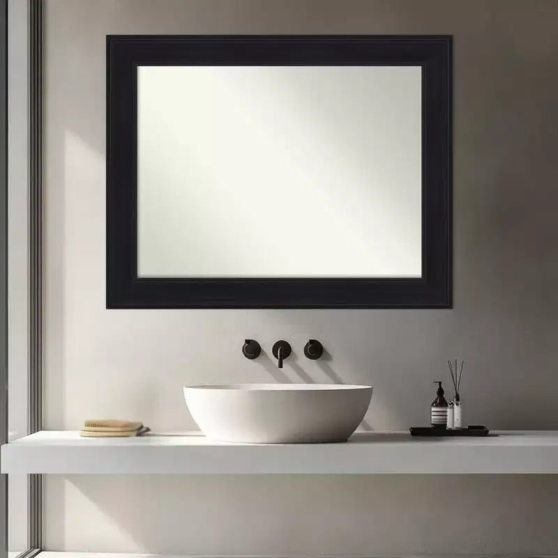Specchio da parete per bagno con cornice nera non smussata, 18L x 24A pollici