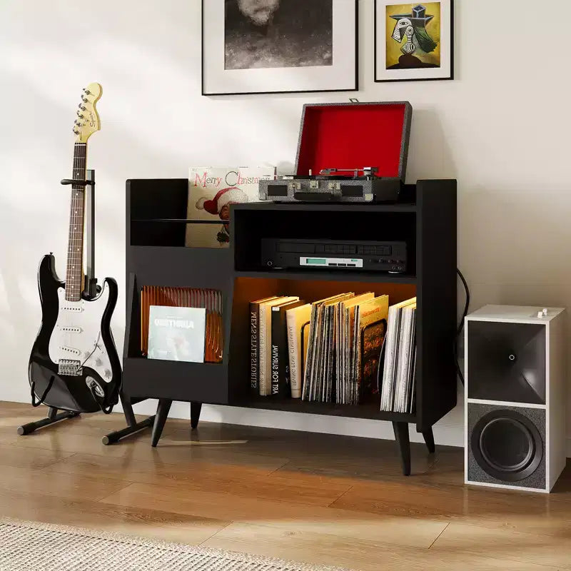 Large Record Player Stand, Vinyl Storage Cabinet for 350+ Albums, Player Turntable Station, Record Player Table for Bedroom Living Room