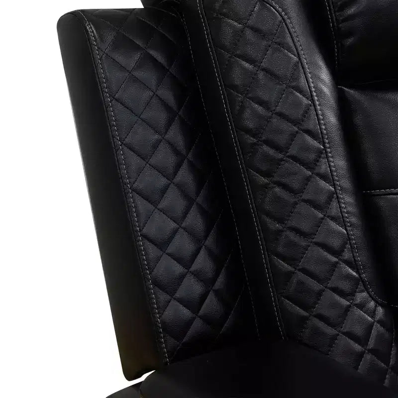 Poltrona reclinabile elettrica MAYEERTY, in pelle traspirante, con ricarica USB, schienale regolabile per soggiorno, nera