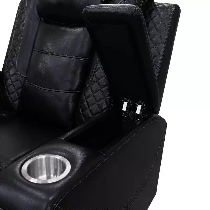 Poltrona reclinabile elettrica MAYEERTY, in pelle traspirante, con ricarica USB, schienale regolabile per soggiorno, nera