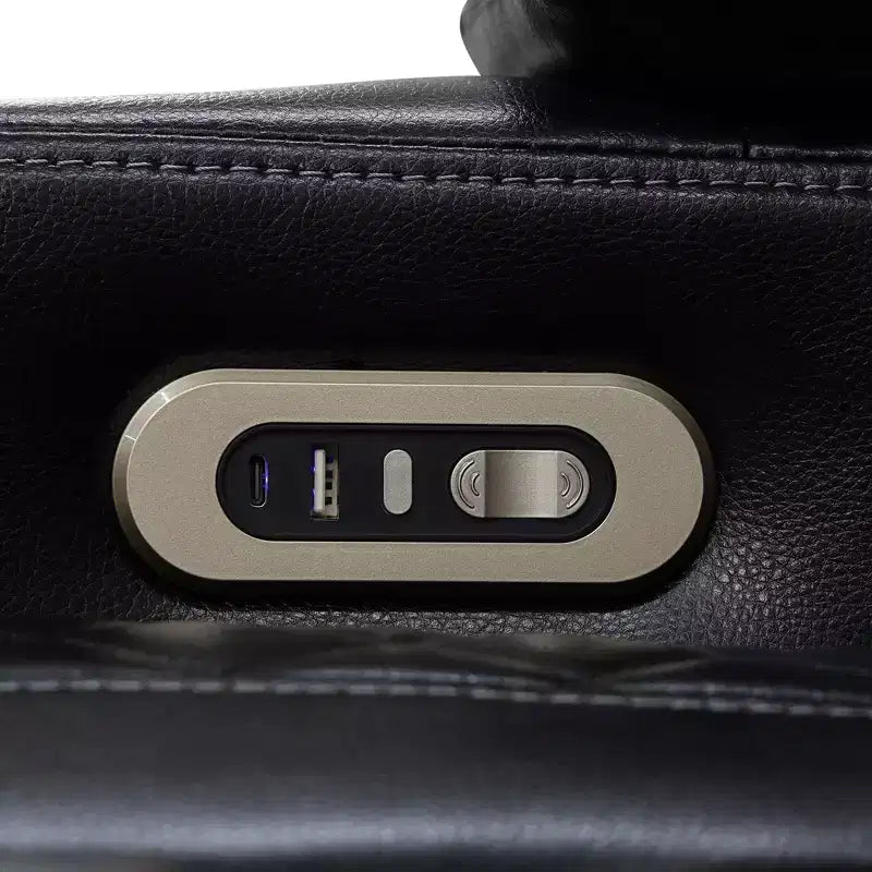 Poltrona reclinabile elettrica MAYEERTY, in pelle traspirante, con ricarica USB, schienale regolabile per soggiorno, nera