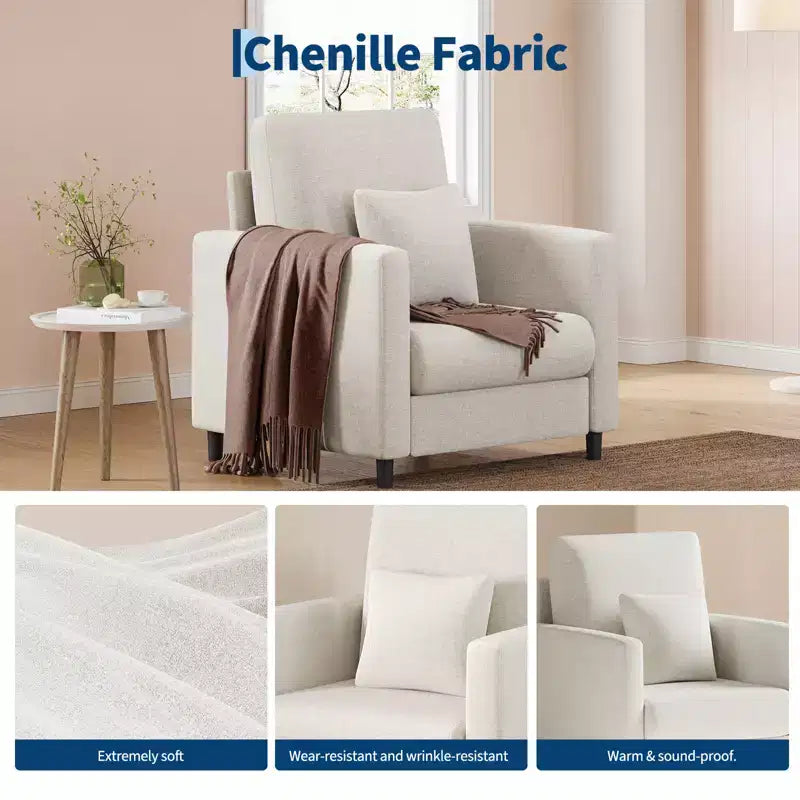 Poltrona in tessuto Garvee 30x34x32, poltrona singola, comoda poltrona imbottita per la lettura, per camera da letto, soggiorno