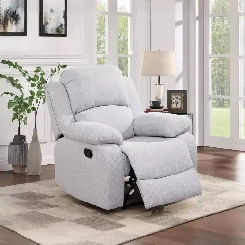 MAYEERTY Recliner Chair, Wear-Resistant Breathable Fabric Reclining Chair with Adjustable Backrest for Living Room, Grey