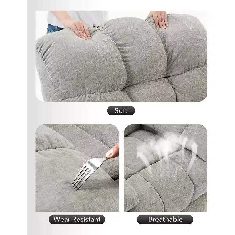 COZONY Poltrona reclinabile girevole a dondolo per adulti, sedia a dondolo imbottita in ciniglia, inclinazione manuale, poggiapiedi, girevole a 360°, soggiorno/cameretta