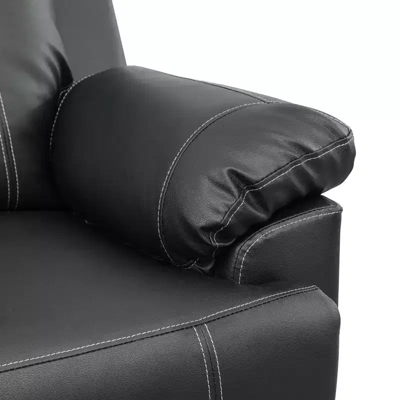 MAYEERTY Poltrona Reclinabile, Poltrona Reclinabile in Semi-Pelle Traspirante con Schienale Regolabile per Soggiorno, Nera