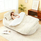 Divano letto futon convertibile moderno Okak in ciniglia per soggiorno e camera da letto, sedia relax reclinabile con comodo schienale e cuscini