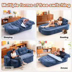 Divano letto futon convertibile moderno Okak in ciniglia per soggiorno e camera da letto, sedia relax reclinabile con comodo schienale e cuscini