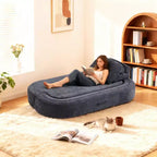 Divano letto futon convertibile moderno Okak in ciniglia per soggiorno e camera da letto, sedia relax reclinabile con comodo schienale e cuscini