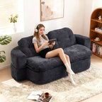 Okak Modern Convertible Chenille Fabric Floor Futon Sofa for Living Room Bedroom,Rest Chair Sleeper Sofa with Comfy Backrest & Pillows