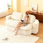 Divano letto futon convertibile moderno Okak in ciniglia per soggiorno e camera da letto, sedia relax reclinabile con comodo schienale e cuscini