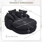 Divano a sacco ovale moderno e oversize in ciniglia Okak per soggiorno, camera da letto, poltrona relax con comodo schienale e cuscini