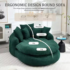 Divano a sacco ovale moderno e oversize in ciniglia Okak per soggiorno, camera da letto, poltrona relax con comodo schienale e cuscini