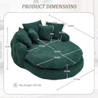 Divano a sacco ovale moderno e oversize in ciniglia Okak per soggiorno, camera da letto, poltrona relax con comodo schienale e cuscini