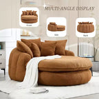 Divano a sacco ovale moderno e oversize in ciniglia Okak per soggiorno, camera da letto, poltrona relax con comodo schienale e cuscini