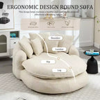 Divano a sacco ovale moderno e oversize in ciniglia Okak per soggiorno, camera da letto, poltrona relax con comodo schienale e cuscini