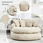 Divano a sacco ovale moderno e oversize in ciniglia Okak per soggiorno, camera da letto, poltrona relax con comodo schienale e cuscini