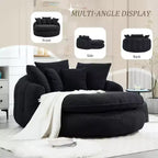 Divano a sacco ovale moderno e oversize in ciniglia Okak per soggiorno, camera da letto, poltrona relax con comodo schienale e cuscini