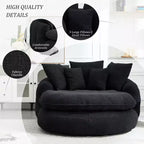 Divano a sacco ovale moderno e oversize in ciniglia Okak per soggiorno, camera da letto, poltrona relax con comodo schienale e cuscini