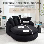 Divano a sacco ovale moderno e oversize in ciniglia Okak per soggiorno, camera da letto, poltrona relax con comodo schienale e cuscini