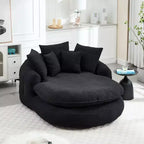 Divano a sacco ovale moderno e oversize in ciniglia Okak per soggiorno, camera da letto, poltrona relax con comodo schienale e cuscini