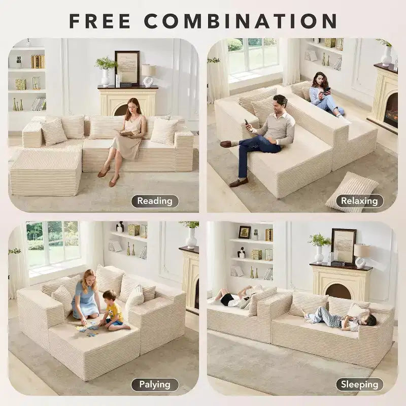 Divano Sezionale Modulare, 269 cm, Comodi Divani a L Neri e Soffici per Soggiorno, Divano Letto Oversize con Seduta Profonda, Nessun Montaggio Richiesto