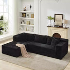 Divano Sezionale Modulare, 269 cm, Comodi Divani a L Neri e Soffici per Soggiorno, Divano Letto Oversize con Seduta Profonda, Nessun Montaggio Richiesto