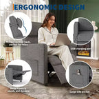 Poltrona Reclinabile - Divano Reclinabile Regolabile, Design Ergonomico Imbottito, Schienale Alto, 2 Tasche Laterali, per Soggiorno
