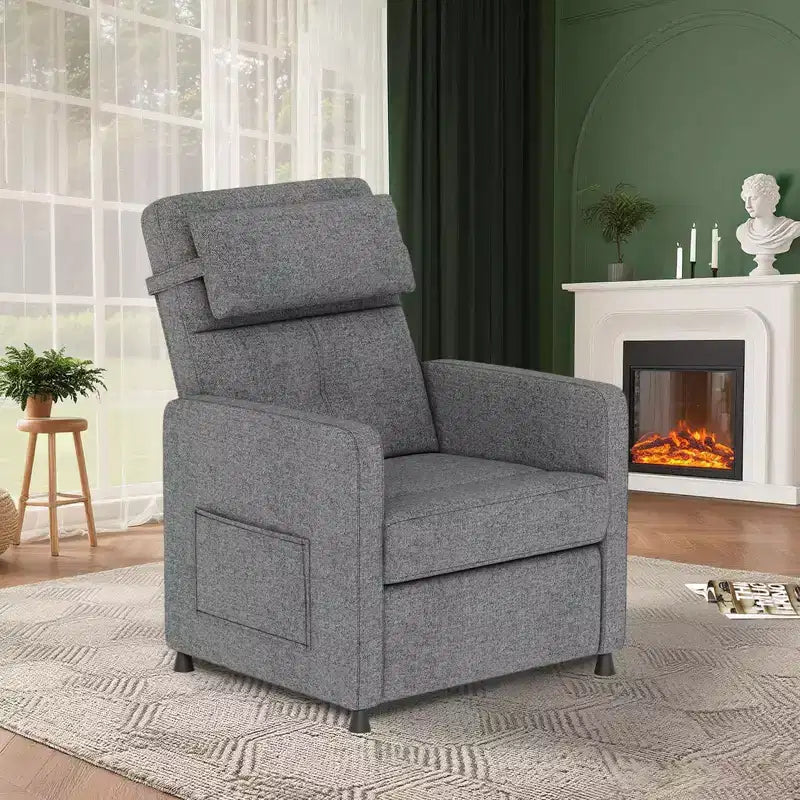 Poltrona Reclinabile - Divano Reclinabile Regolabile, Design Ergonomico Imbottito, Schienale Alto, 2 Tasche Laterali, per Soggiorno
