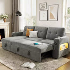 Divano a L, Divano Letto, Divano Estraibile Convertibile con Contenitore, Luci LED, Divano Sezionale Moderno per Soggiorno, Appartamento, Grigio