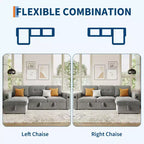 Divano a L, Divano Letto, Divano Estraibile Convertibile con Contenitore, Luci LED, Divano Sezionale Moderno per Soggiorno, Appartamento, Grigio