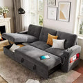 L-Shaped Sofa,Sleeper Sofa Couch, Convertible Pull Out Sofa Bed with Storage, Led Lights, Modern Sectional Sofa for Living Room, Apartment, Grey