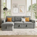 Divano a L, Divano Letto, Divano Estraibile Convertibile con Contenitore, Luci LED, Divano Sezionale Moderno per Soggiorno, Appartamento, Grigio