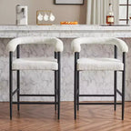 GDFStudio Talia Modern Boucle Upholstered Bar Stools with Curved Backrest (Set of 2)