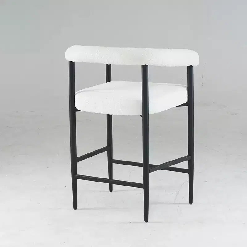 Sgabelli da Bar Moderni Rivestiti in Bouclé con Schienale Curvo (Set da 2)