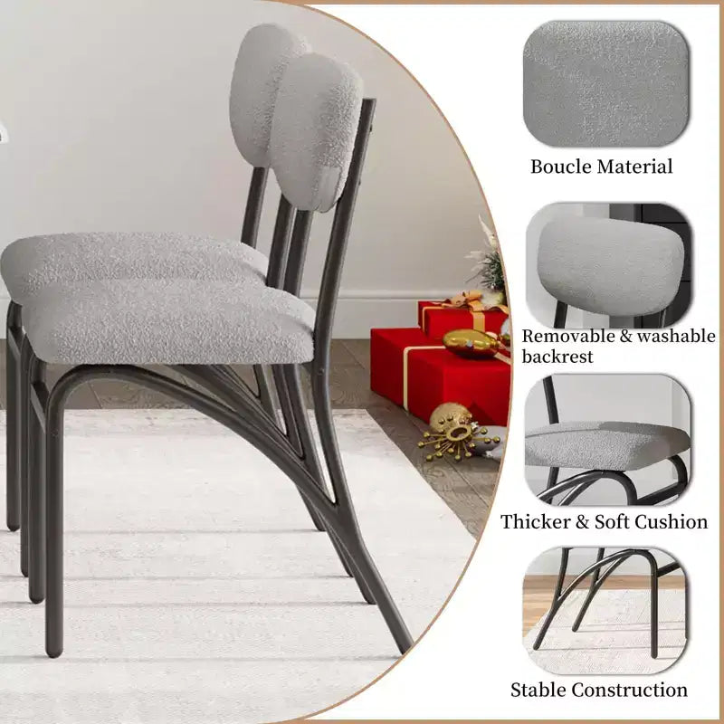 Set di sedie da pranzo imbottite, sedie da cucina con seduta imbottita e gambe in metallo, comode sedie laterali senza braccioli per soggiorno, sala da pranzo, ristorante