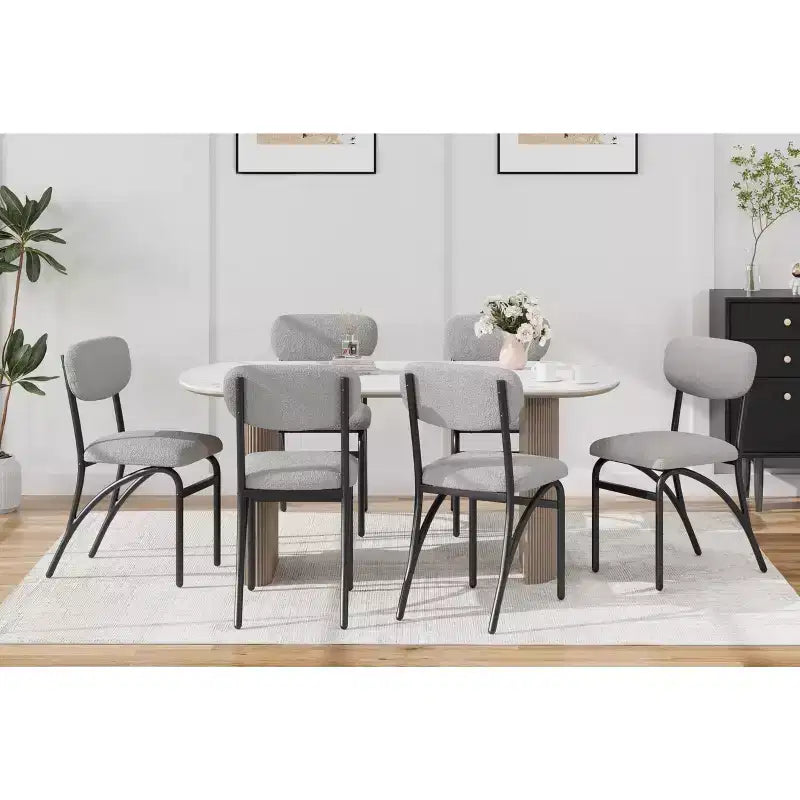 Set di sedie da pranzo imbottite, sedie da cucina con seduta imbottita e gambe in metallo, comode sedie laterali senza braccioli per soggiorno, sala da pranzo, ristorante