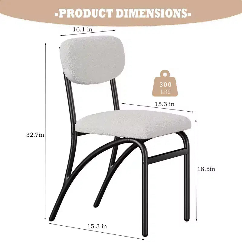 Set di sedie da pranzo imbottite, sedie da cucina con seduta imbottita e gambe in metallo, comode sedie laterali senza braccioli per soggiorno, sala da pranzo, ristorante
