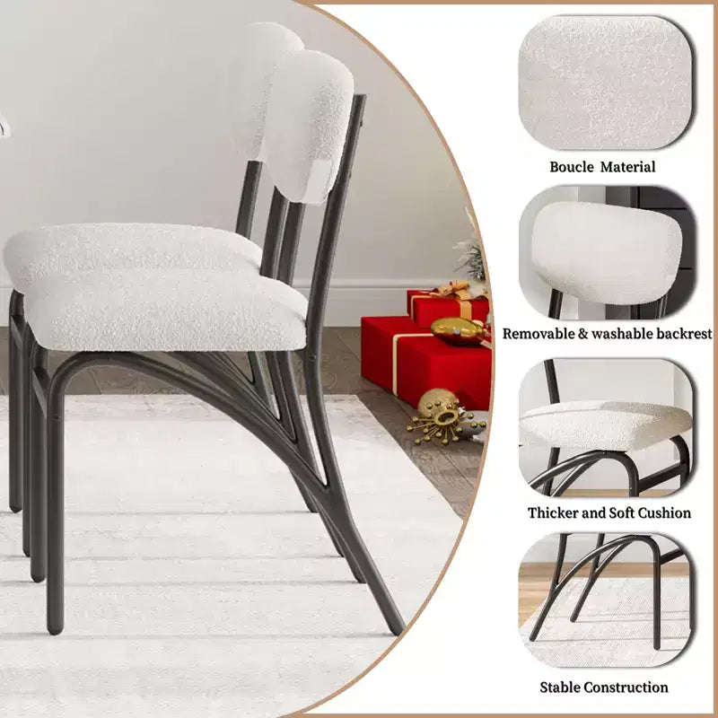 Set di sedie da pranzo imbottite, sedie da cucina con seduta imbottita e gambe in metallo, comode sedie laterali senza braccioli per soggiorno, sala da pranzo, ristorante