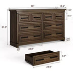 Cassettiera a 8 cassetti per camera da letto, comò in legno da 55W con maniglie in metallo, cassettiera grande per TV, organizzatore di archiviazione per armadio