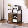 GDFStudio Flossie Wood and Metal File Cabinet with Built-in Charging Ports