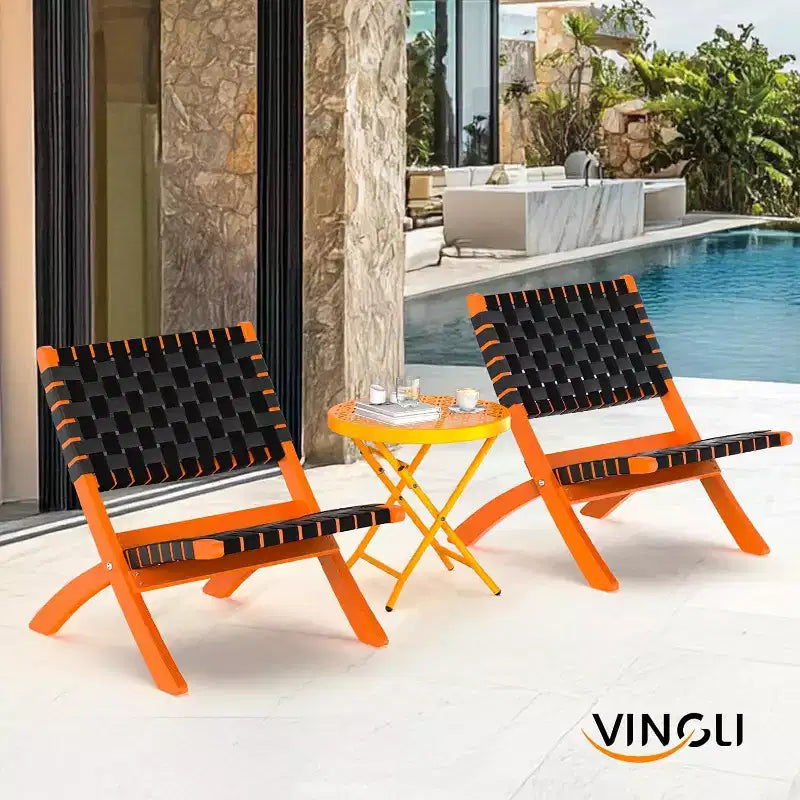 Tavolino pieghevole da patio, piccolo tavolo da esterno con motivo floreale e struttura in metallo a X, giallo, 1 pezzo