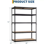 Scaffali per garage a 5 ripiani, 48L x 24W x 72H pollici, scaffalatura resistente con ripiani regolabili per dispensa e magazzino