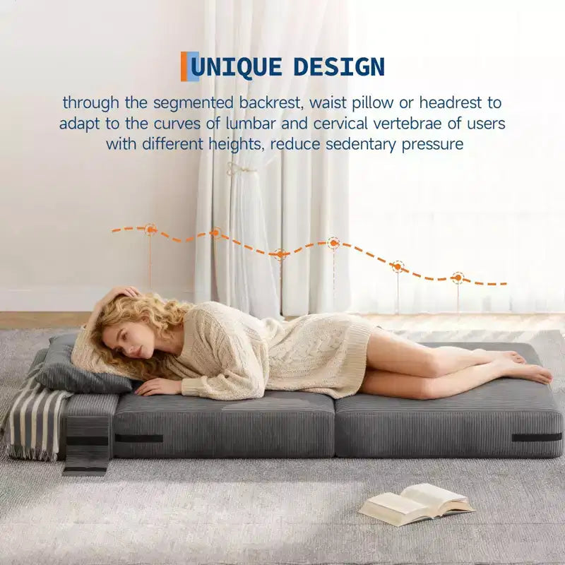 72 x 28 x 6 Pollici Divano Letto Pieghevole, Poltrona Letto Convertibile Futon con Cuscino, Materasso Pieghevole Singolo per Soggiorno, Dormitorio, Appartamento